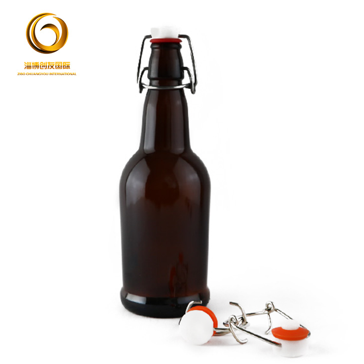 Wholesale 16 OZ 500ml brown beer bottles with ceramic swing top cap