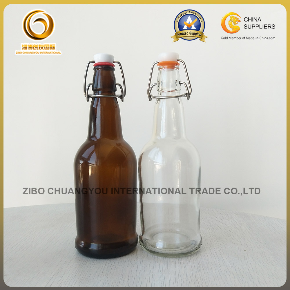 Wholesale 16 OZ 500ml brown beer bottles with ceramic swing top cap