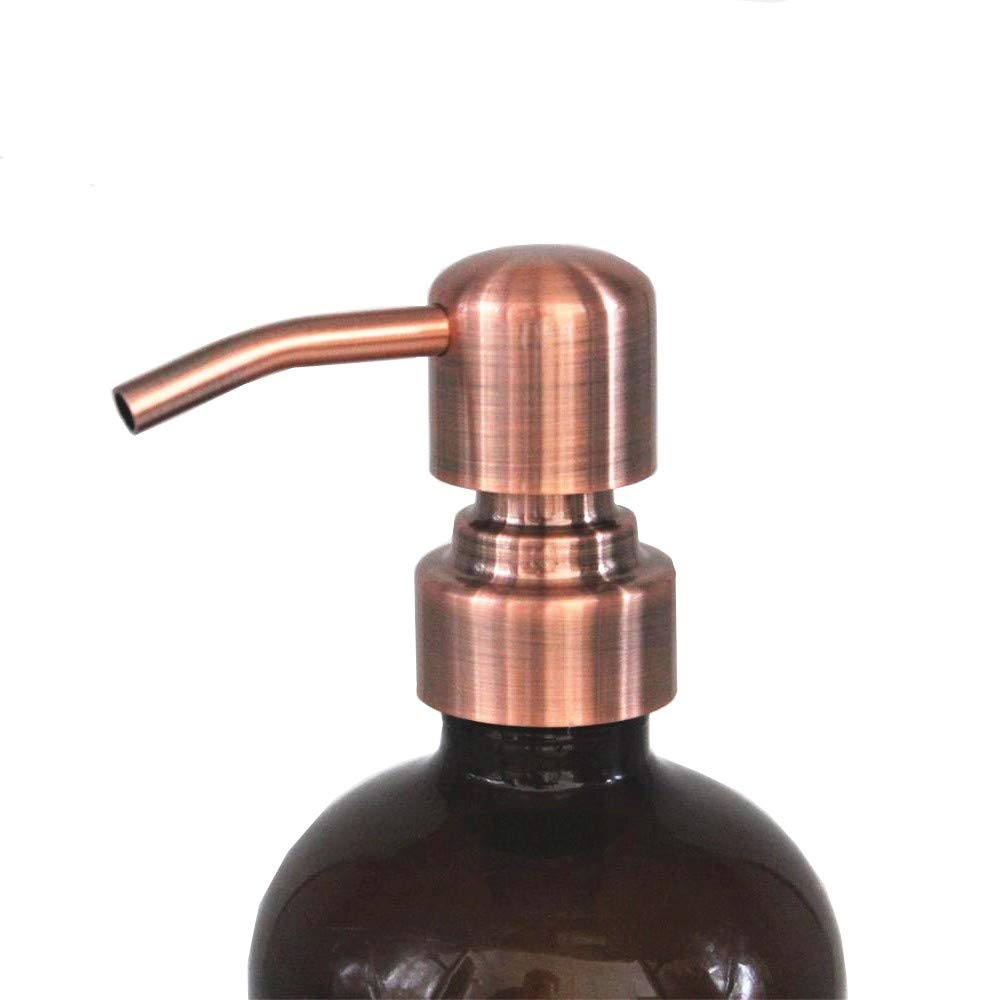 Wholesale 16 Oz Amber Glass Boston Round Bottle with Stainless Steel Pump