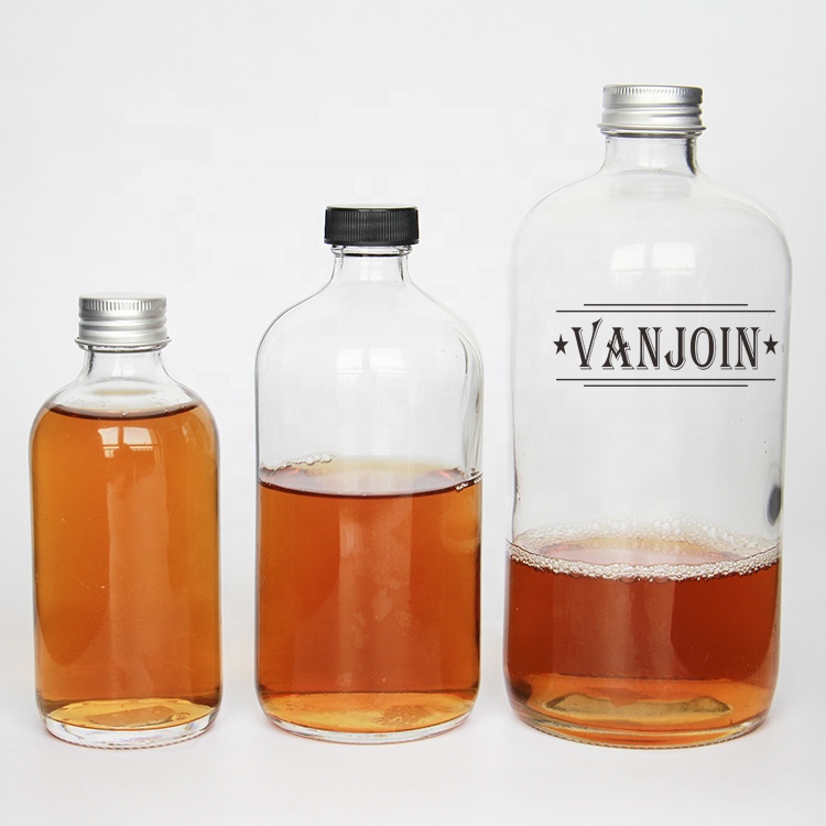 Wholesale 16 oz Round Fruit Juice Beverage Glass Bottles 500 ml with aluminum plastic lid