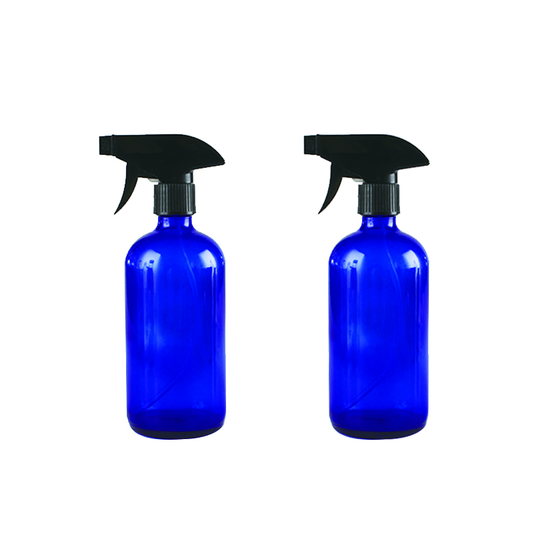 Wholesale 16oz 500ml Amber Clear Boston Bottles with Trigger Spray for Beverage Drinking Hand Sanitizer Bottle