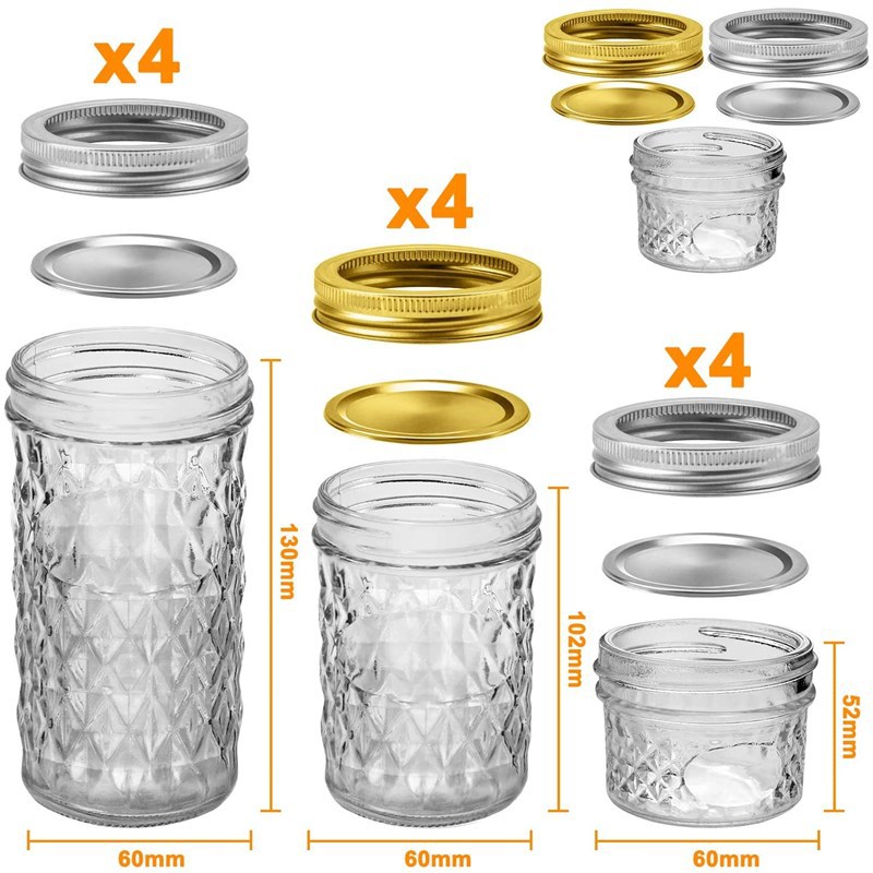 Wholesale 16oz Round Clear Glass Food Container Glass Caviar Jar with Metal Lid