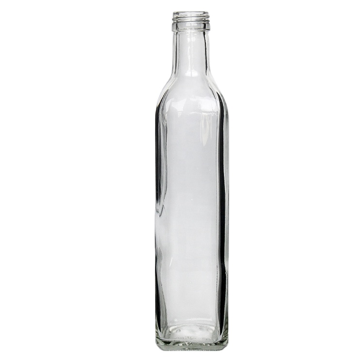 Wholesale 180ml 250ml 500ml Square Glass Sauce Marasca Bottle With Tamper Evident Cap For Edible Olive Oil Packaging