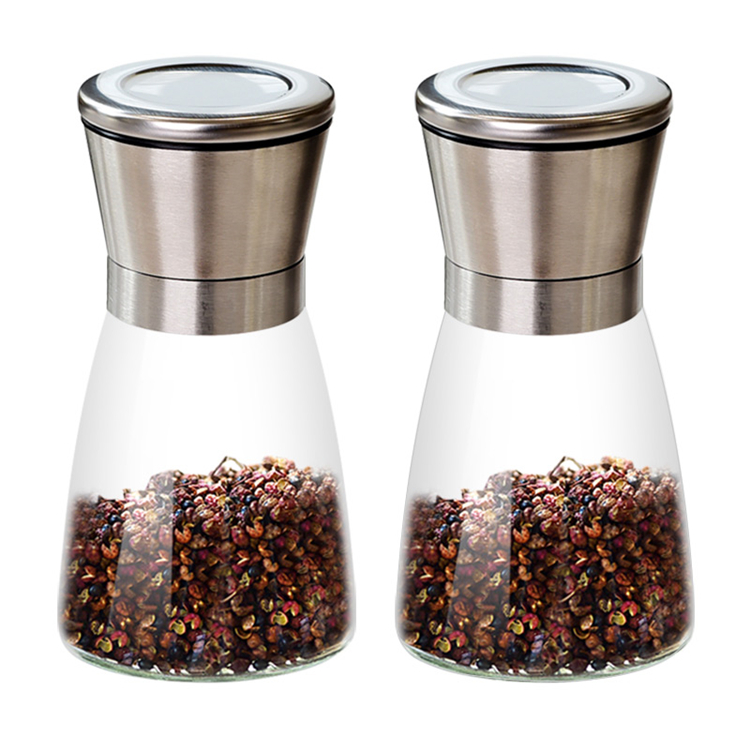 Wholesale 180ml Hand grinder grinding bottle glass seasoning bottle for pepper powder black pepper sesame