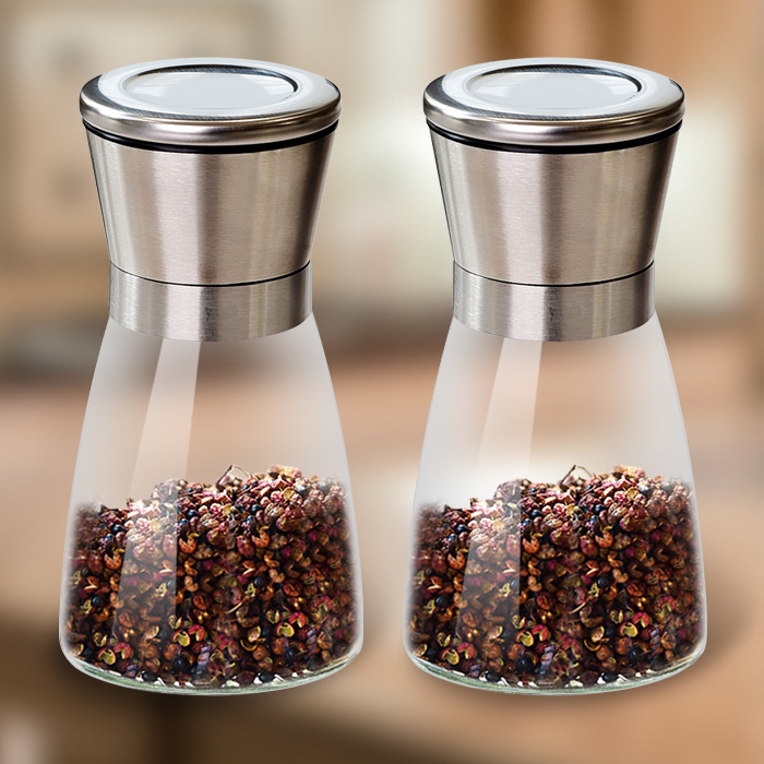 Wholesale 180ml Hand grinder grinding bottle glass seasoning bottle for pepper powder black pepper sesame