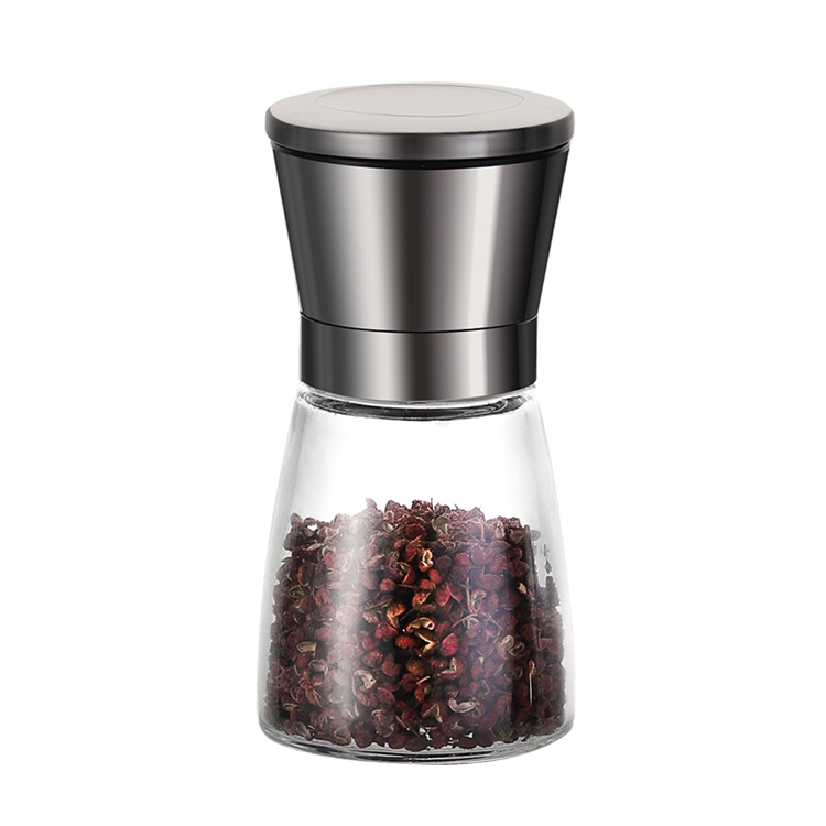 Wholesale 180ml Hand grinder grinding bottle glass seasoning bottle for pepper powder black pepper sesame