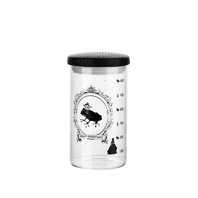 Wholesale 1L 1.3L 1.5L Screen Printing Borosilicate Glass Storage Jar Bottle with Airtight Lid for Dried Beans Nuts Tea Leaves
