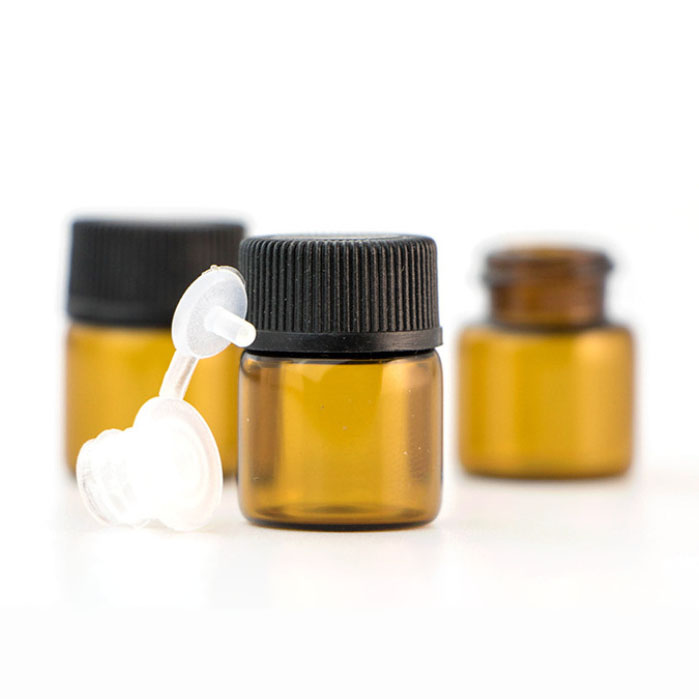Wholesale 1ml 2ml 5ml small amber short glass perfume sample vials bottles empty vials with inner plug