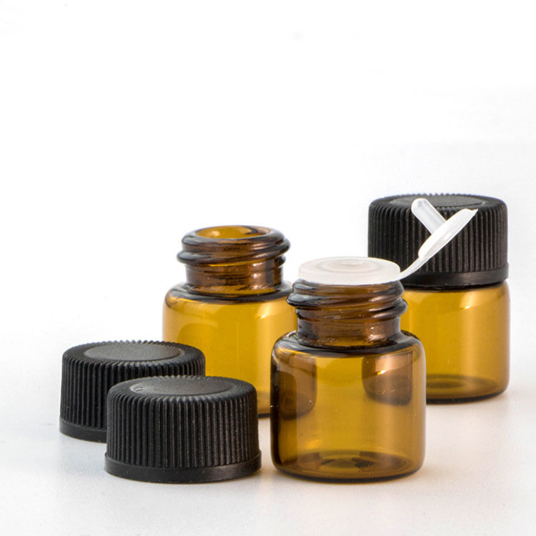 Wholesale 1ml 2ml 5ml small amber short glass perfume sample vials bottles empty vials with inner plug