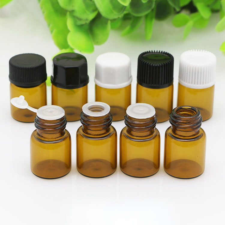 Wholesale 1ml 2ml 5ml small amber short glass perfume sample vials bottles empty vials with inner plug