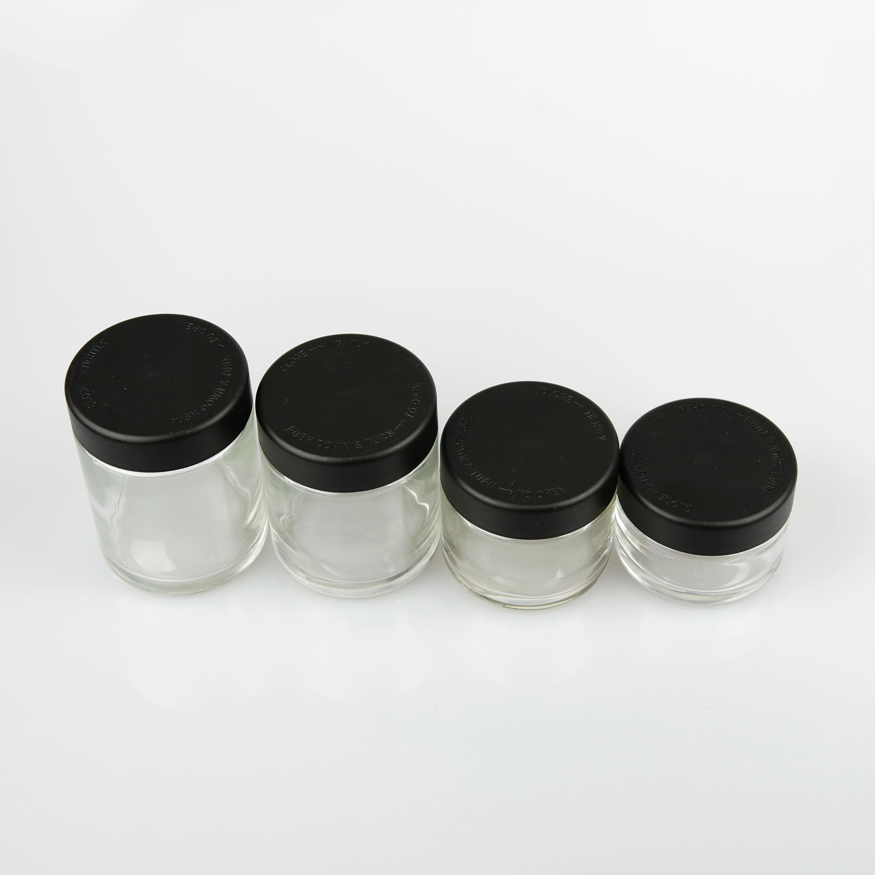 Wholesale 1oz 2oz 3oz 4oz clear childproof cosmetic jars for cream
