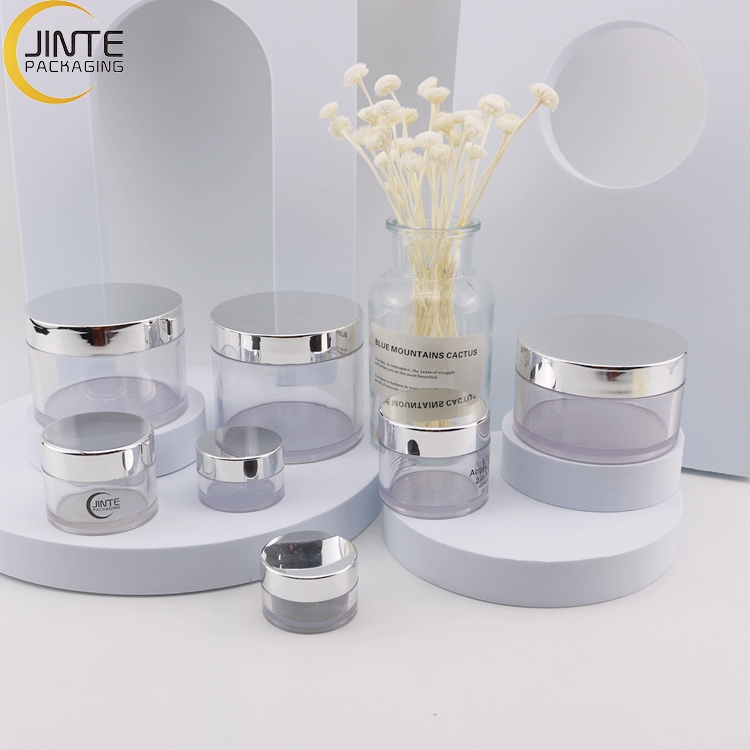 Wholesale 1oz 2oz 4oz 6oz 8oz PETG Plastic Jars Good design Frosted body with matte black lids for Skin care Cosmetics