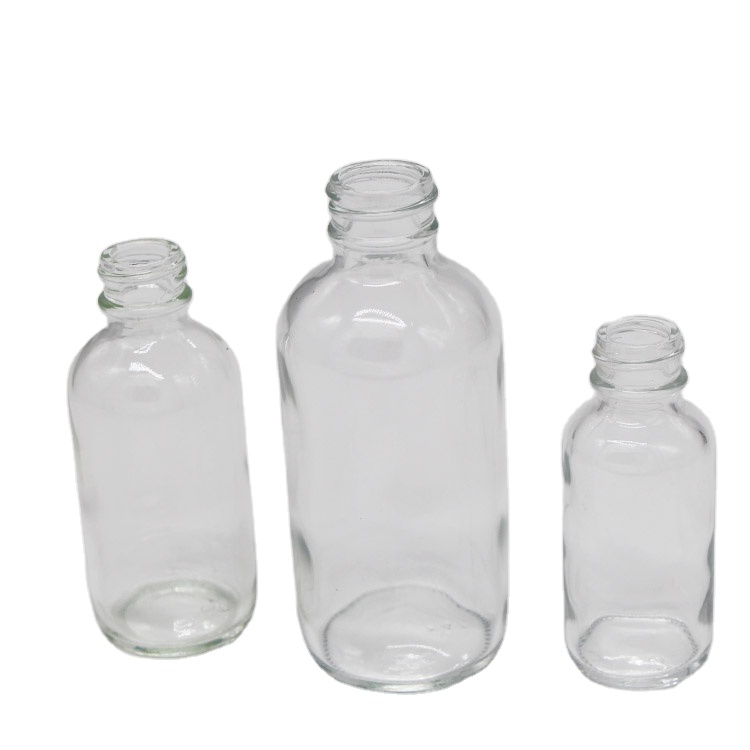 Wholesale 1oz 2oz 4oz Clear Boston Round Glass Bottle