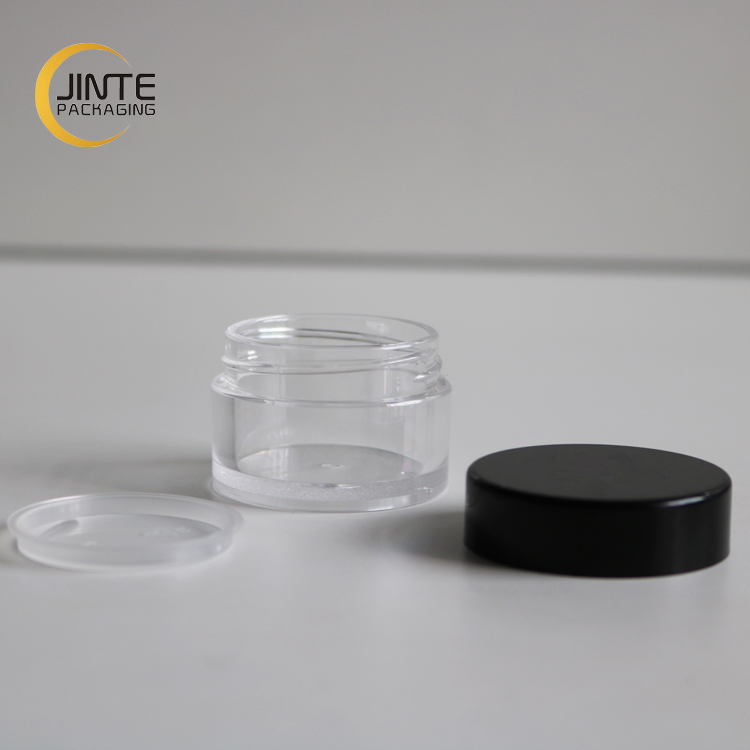 Wholesale 1oz 2oz Empty Plastic Transparent Containers Skincare Cosmetic Cream Travel Jars PETG Clear Jar With Black Lid
