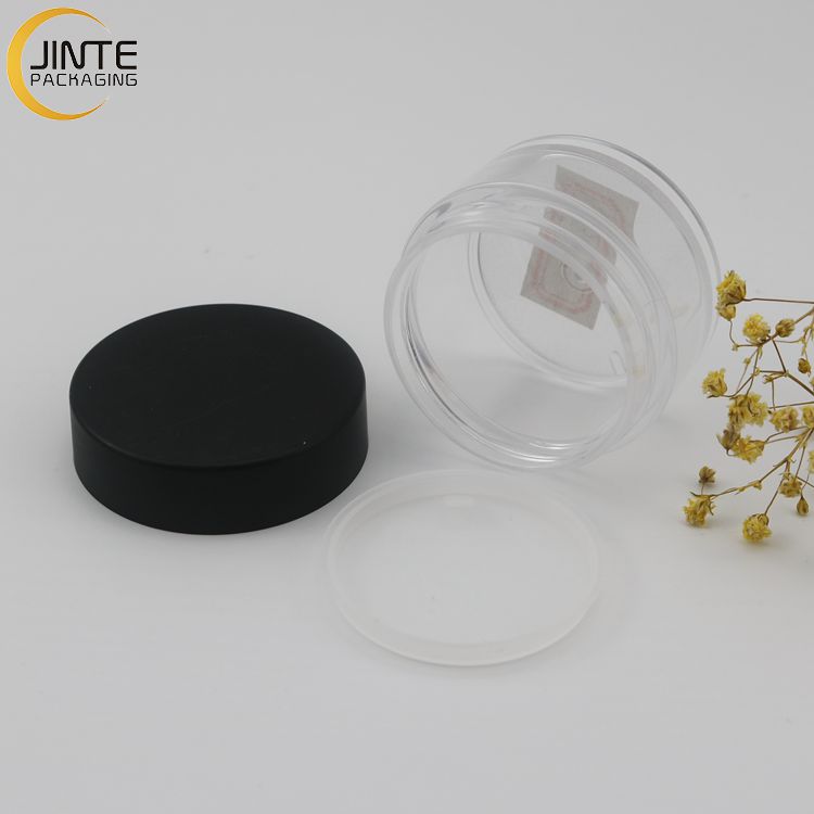 Wholesale 1oz 2oz Empty Plastic Transparent Containers Skincare Cosmetic Cream Travel Jars PETG Clear Jar With Black Lid