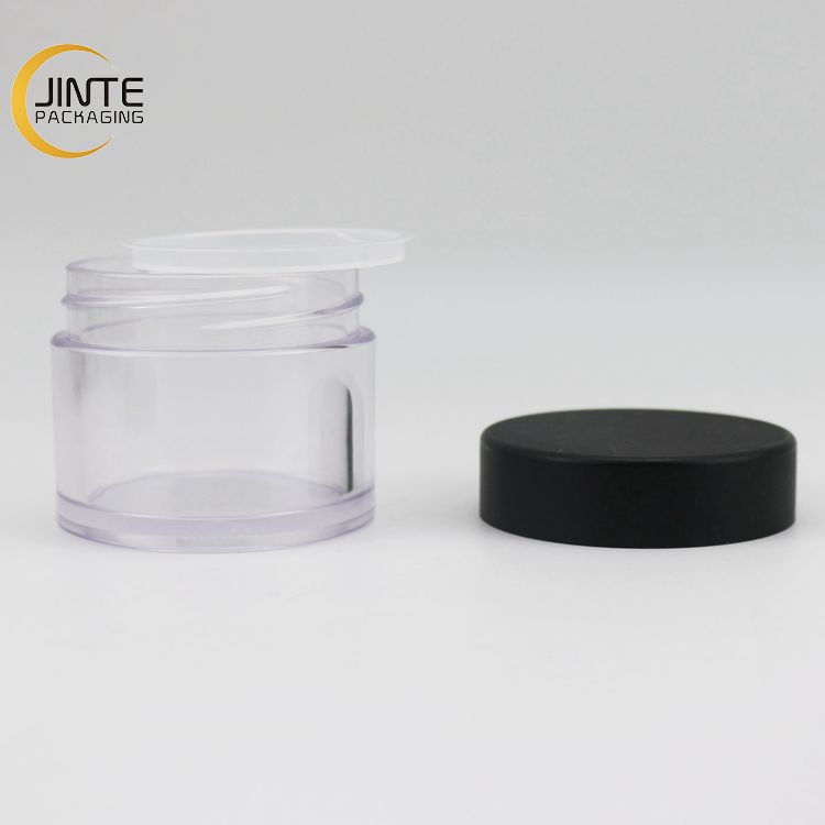 Wholesale 1oz 2oz Empty Plastic Transparent Containers Skincare Cosmetic Cream Travel Jars PETG Clear Jar With Black Lid