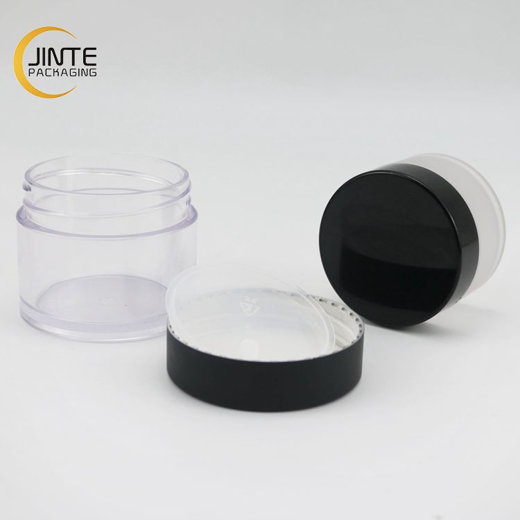 Wholesale 1oz 2oz Empty Plastic Transparent Containers Skincare Cosmetic Cream Travel Jars PETG Clear Jar With Black Lid