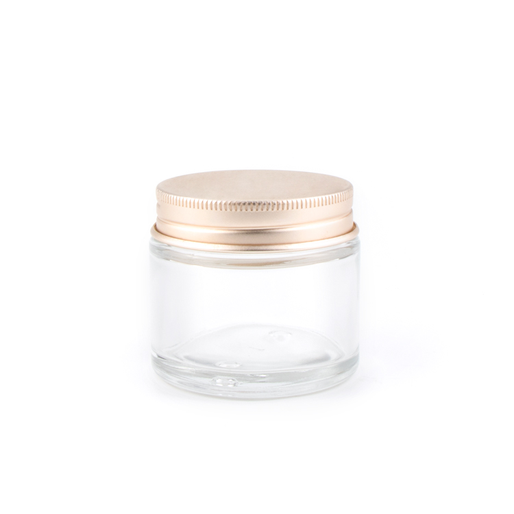 Wholesale 1oz 30ml food grade Candy clear container metal lid cosmetic lotion face cream glass jar with aluminium screw lid