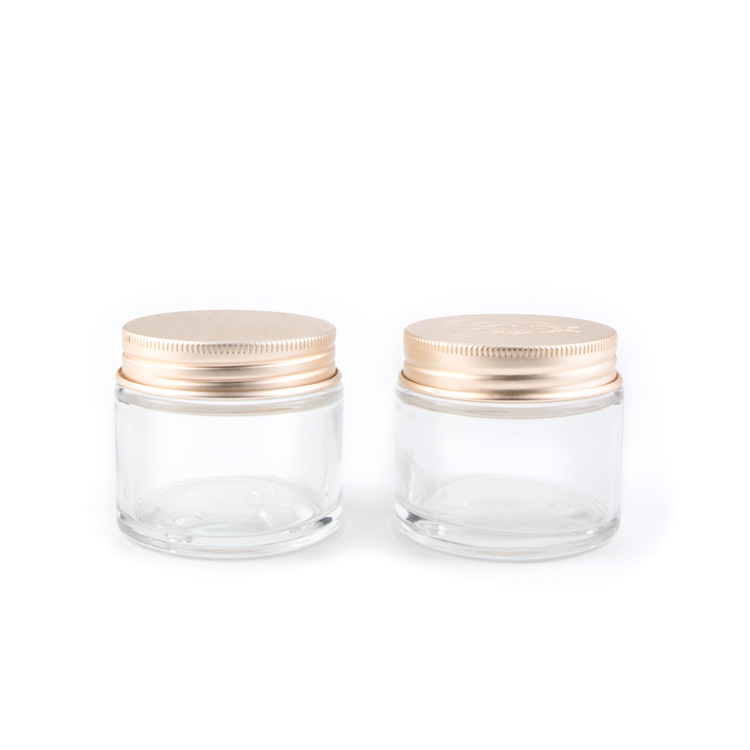 Wholesale 1oz 30ml food grade Candy clear container metal lid cosmetic lotion face cream glass jar with aluminium screw lid