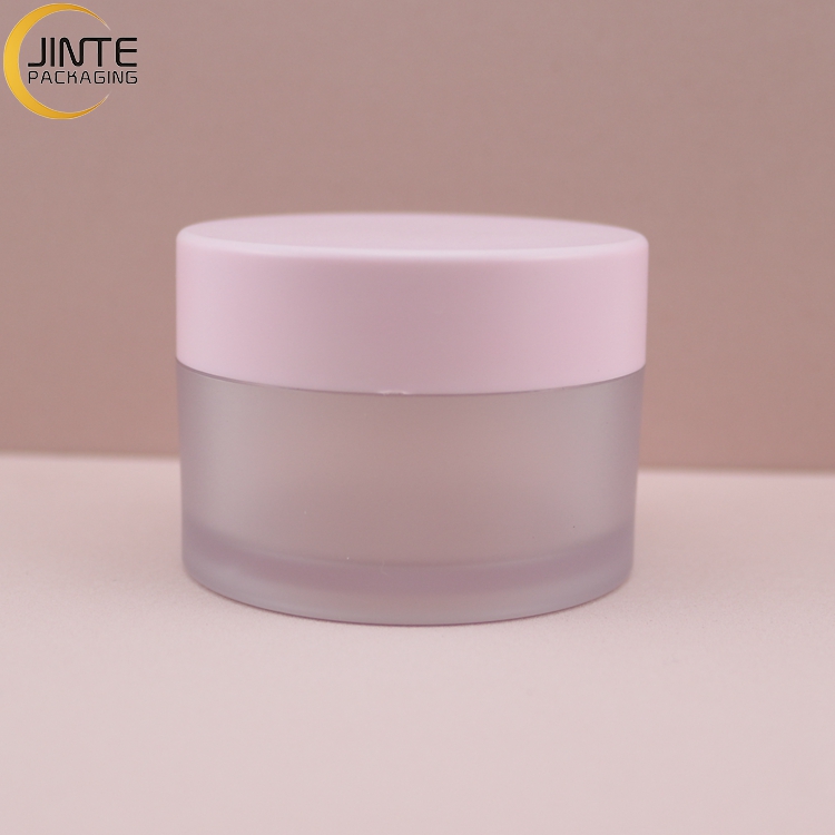 Wholesale 1oz  Empty 30ml Plastic Container  Packaging  Frosted Cream Jar With Matte Pink Cap For Powder Lip Cream