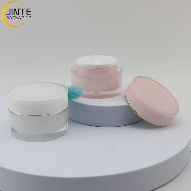 Wholesale 1oz Sweet Pink Color Cosmetics luxury packaging container Acrylic plastic material for cream and uv nail gel jar
