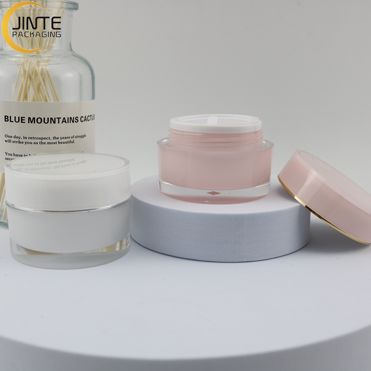 Wholesale 1oz Sweet Pink Color Cosmetics luxury packaging container Acrylic plastic material for cream and uv nail gel jar