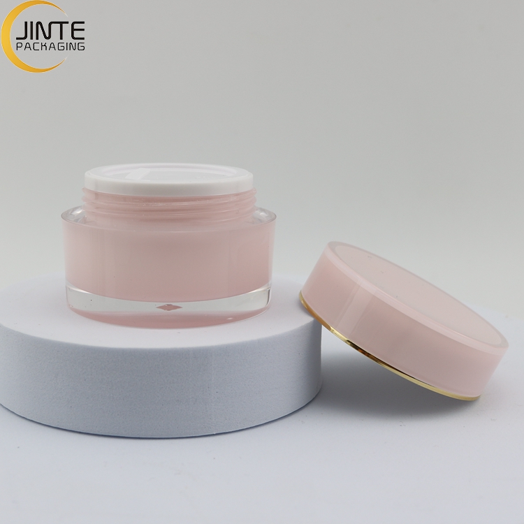 Wholesale 1oz Sweet Pink Color Cosmetics luxury packaging container Acrylic plastic material for cream and uv nail gel jar