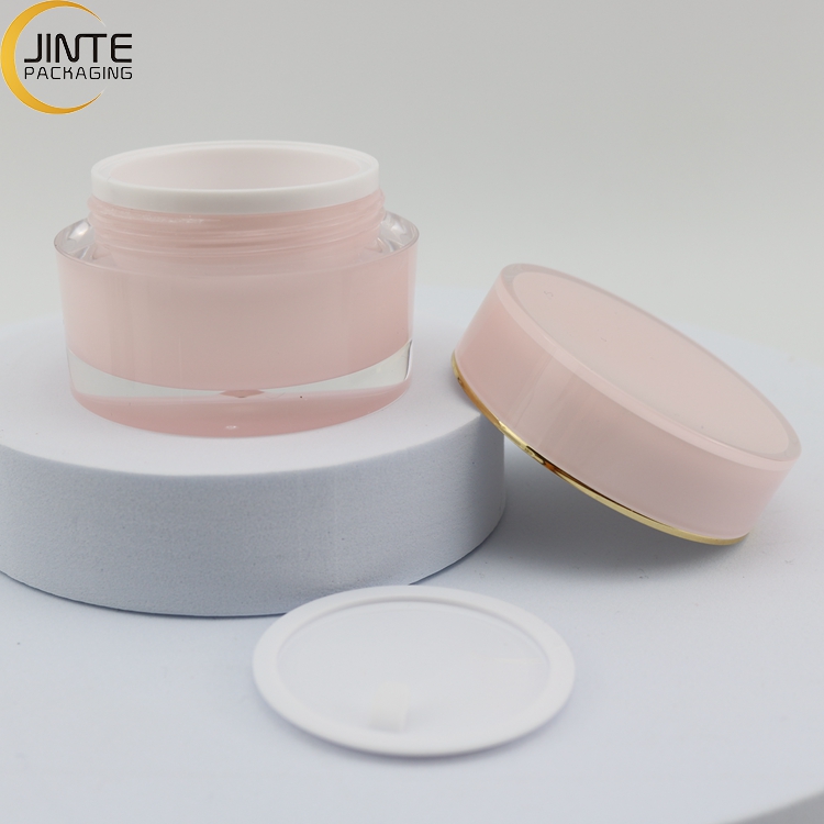 Wholesale 1oz Sweet Pink Color Cosmetics luxury packaging container Acrylic plastic material for cream and uv nail gel jar
