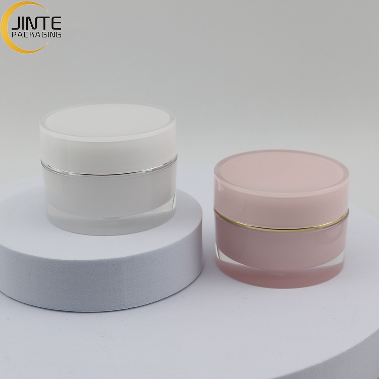 Wholesale 1oz Sweet Pink Color Cosmetics luxury packaging container Acrylic plastic material for cream and uv nail gel jar