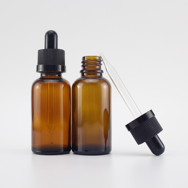 Wholesale 1oz amber glass bottle e cig glass dropper bottle with child lock cap e liquid glass bottle with pipette