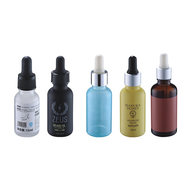 Wholesale 1oz matte black dropper bottle cosmetic glass beard oil bottle