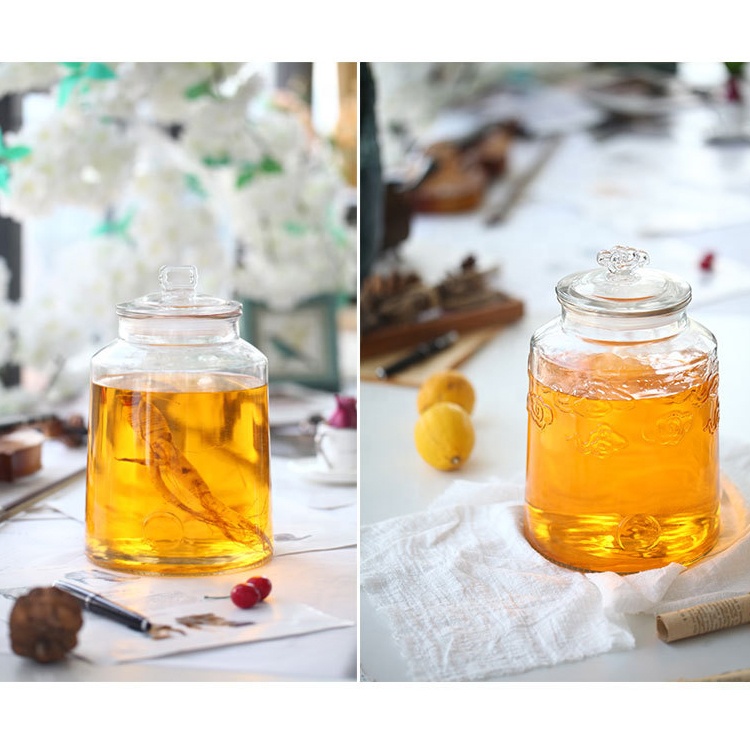 Wholesale 2.5gal Round Transparent Glass Storage Jars With Glass Lid