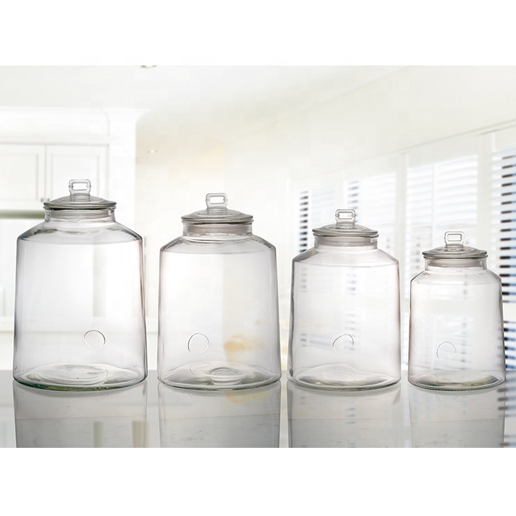 Wholesale 2.5gal Round Transparent Glass Storage Jars With Glass Lid
