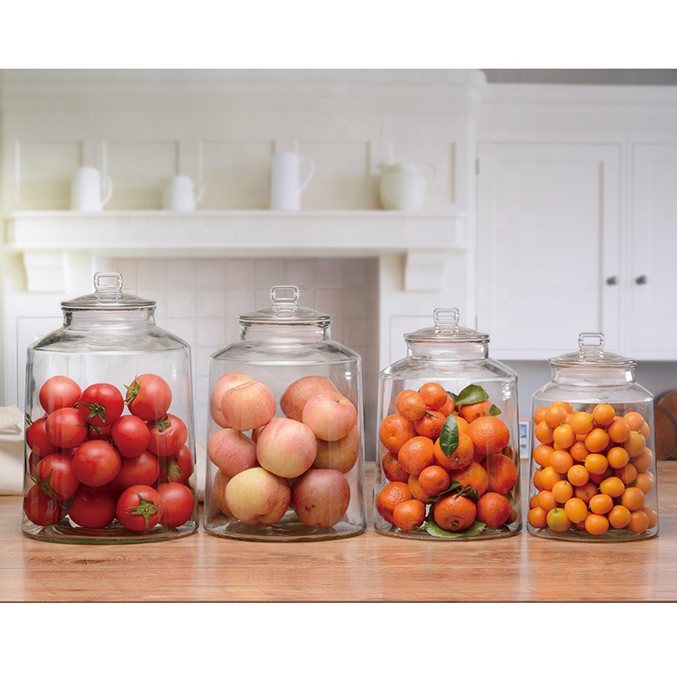 Wholesale 2.5gal Round Transparent Glass Storage Jars With Glass Lid