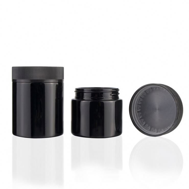 Wholesale 2 Oz 4 Oz 60Ml 120Ml Dark Violet Weed Storage Black Child Proof Resistant Lid Glass Container Jars