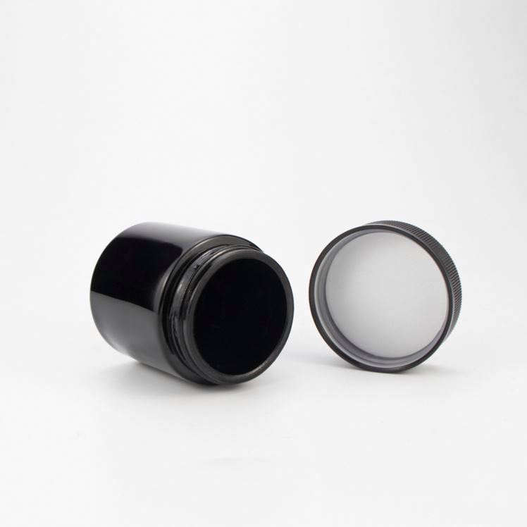 Wholesale 2 Oz 4 Oz 60Ml 120Ml Dark Violet Weed Storage Black Child Proof Resistant Lid Glass Container Jars