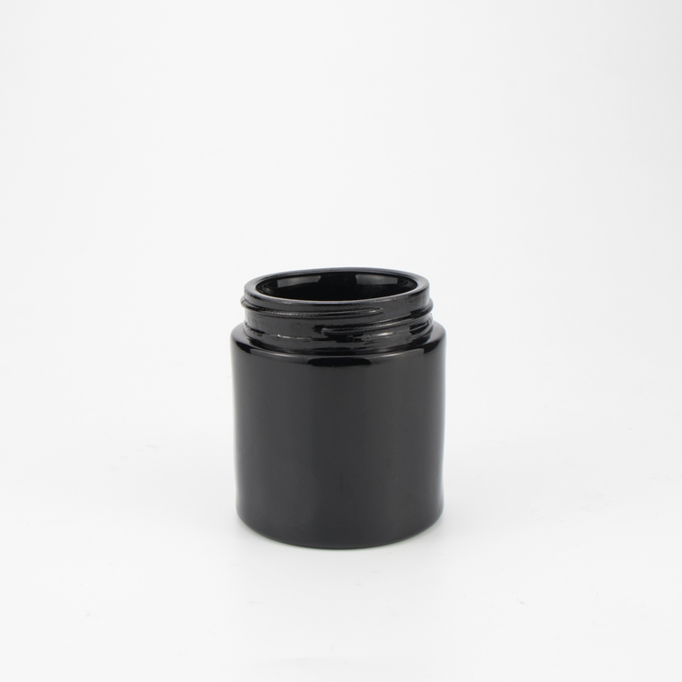 Wholesale 2 oz 4 oz 60ml 120ml straight sided black child resistant proof cosmetics glass packaging jars with black lid