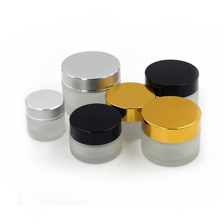 Wholesale 20 50 100 g frosted luxury custom fancy 30 ml cosmetic cream glass glas jars with Lid