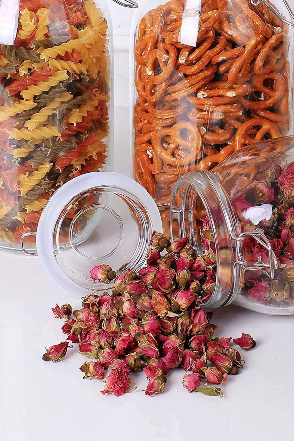 Wholesale 2000 ml clear round body air tight mental clip glass jar for storage