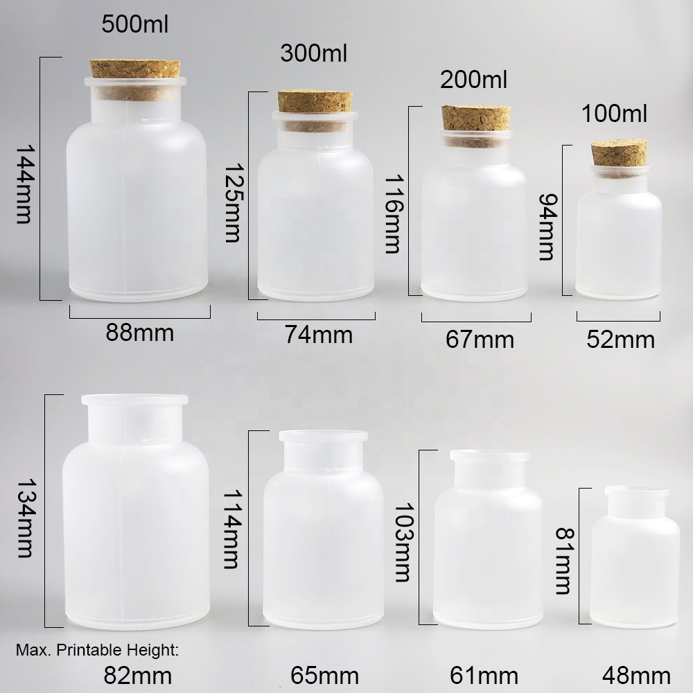 Wholesale 200G ABS Bath Salt Bottle 200ml Powder Plastic Bottle with Cork Jar with Wood Spoon