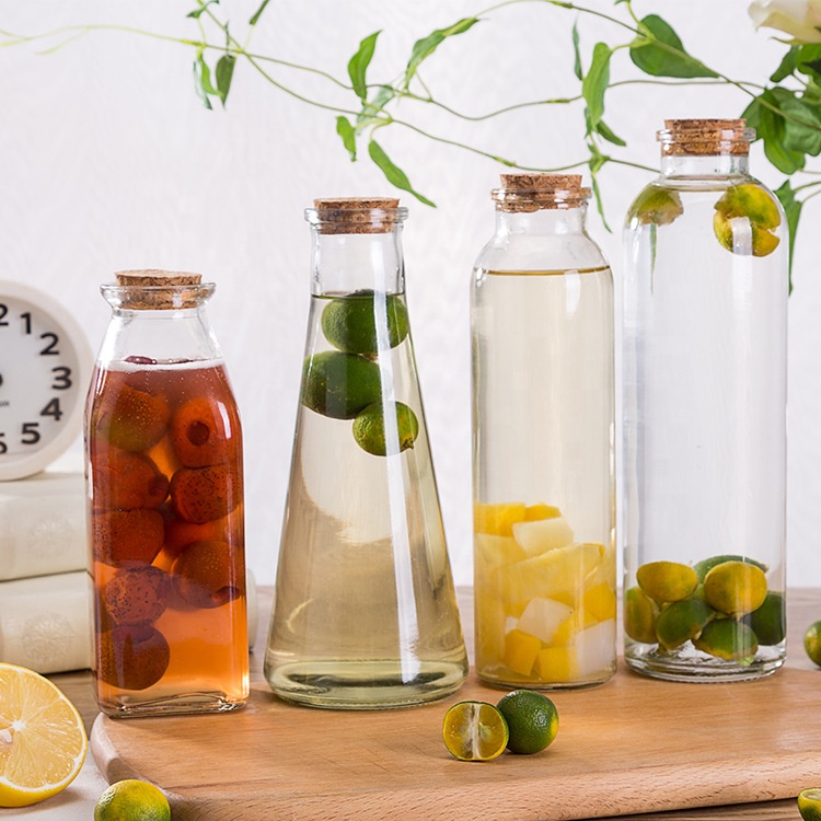 Wholesale 200ml 250ml 300ml 330ml 750ml Empty Clear Glass Juice Milk Bottles With Cap