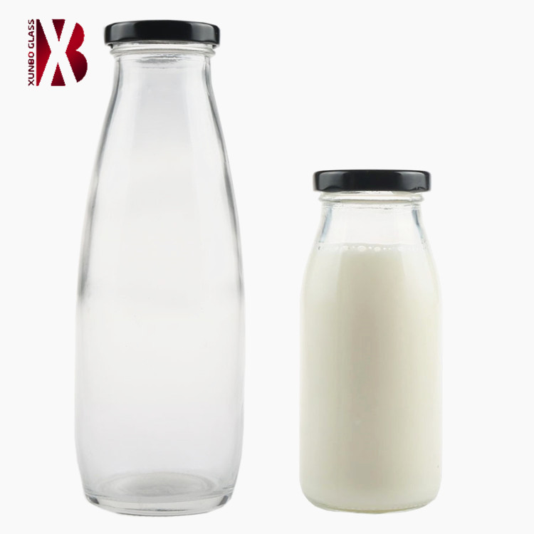 Wholesale 200ml 250ml 300ml 500ml 1 liter soy milk glass bottle with lid