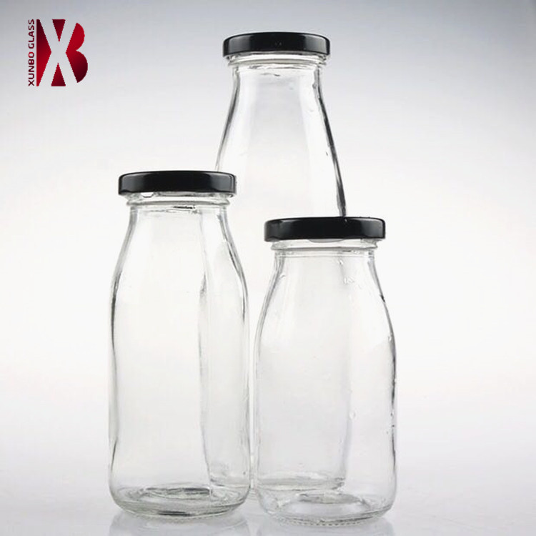 Wholesale 200ml 250ml 300ml 500ml 1 liter soy milk glass bottle with lid