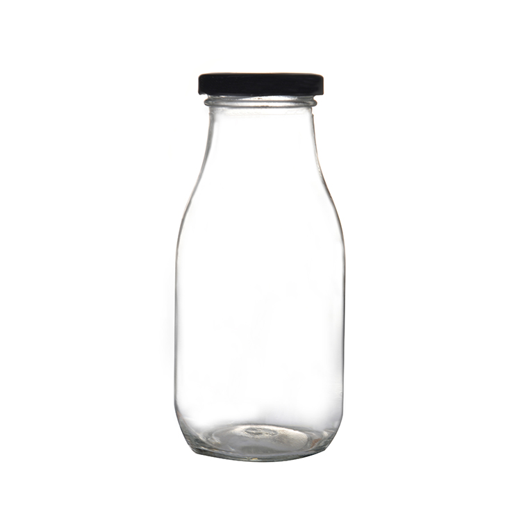 Wholesale 200ml 250ml 300ml beverage bottle juice glass bottle with lid