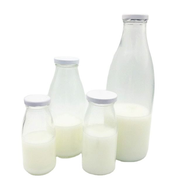 Wholesale 200ml 250ml 500ml 1000ml glass milk bottle with metal lid