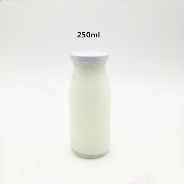 Wholesale 200ml 250ml 500ml 1000ml glass milk bottle with metal lid