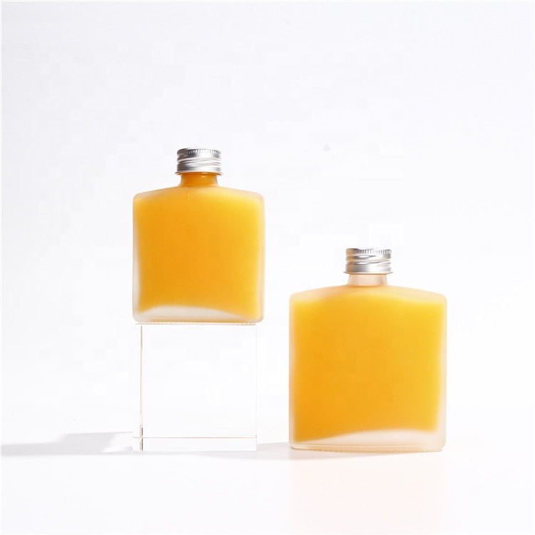 Wholesale 200ml 250ml Frosted Hip Flask Ice Cold Brew Coffee Bottles Glass Flask With Aluminum Lids