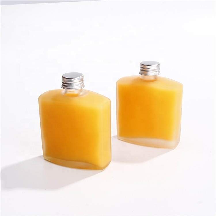 Wholesale 200ml 250ml Frosted Hip Flask Ice Cold Brew Coffee Bottles Glass Flask With Aluminum Lids