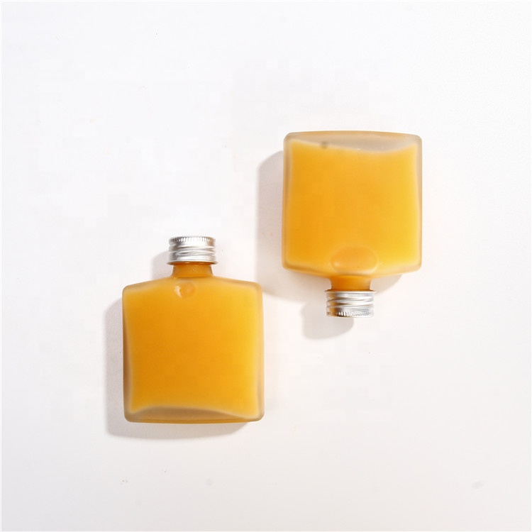 Wholesale 200ml 250ml Frosted Hip Flask Ice Cold Brew Coffee Bottles Glass Flask With Aluminum Lids