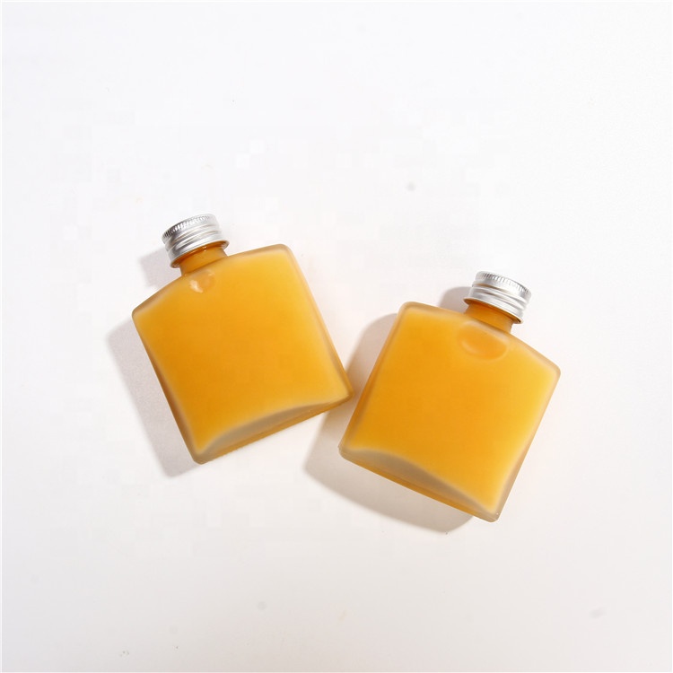 Wholesale 200ml 250ml Frosted Hip Flask Ice Cold Brew Coffee Bottles Glass Flask With Aluminum Lids